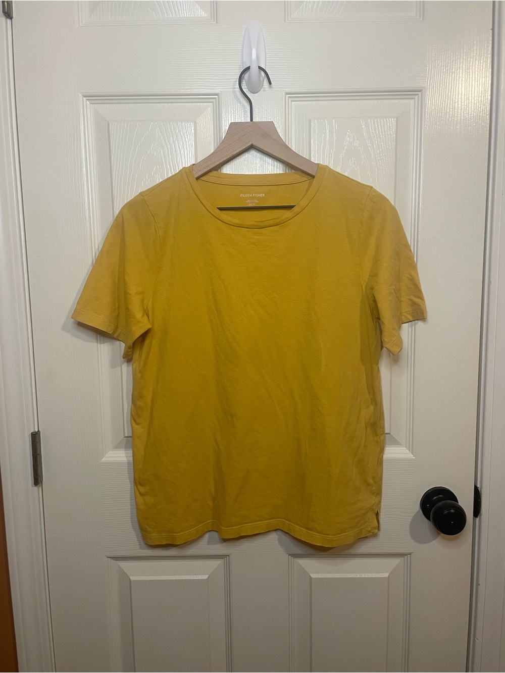 Eileen Fisher Organic Cotton Boxy Tee in Mustard Yellow Size XS